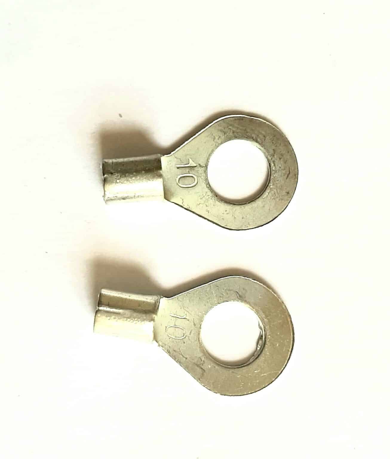 Silver Copper 10mm Cable Lugs 8mm Stud Hole (20 Piece)